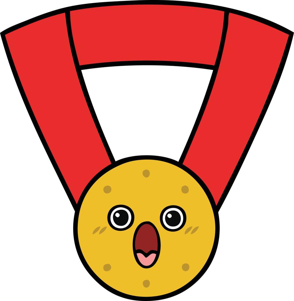 médaille d'or de dessin animé mignon vecteur
