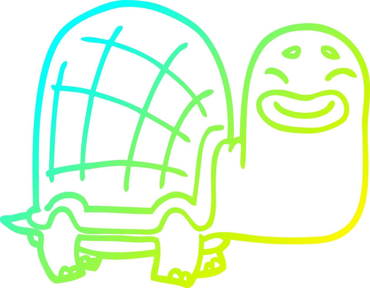 ligne de gradient froid dessinant une tortue heureuse de dessin animé vecteur