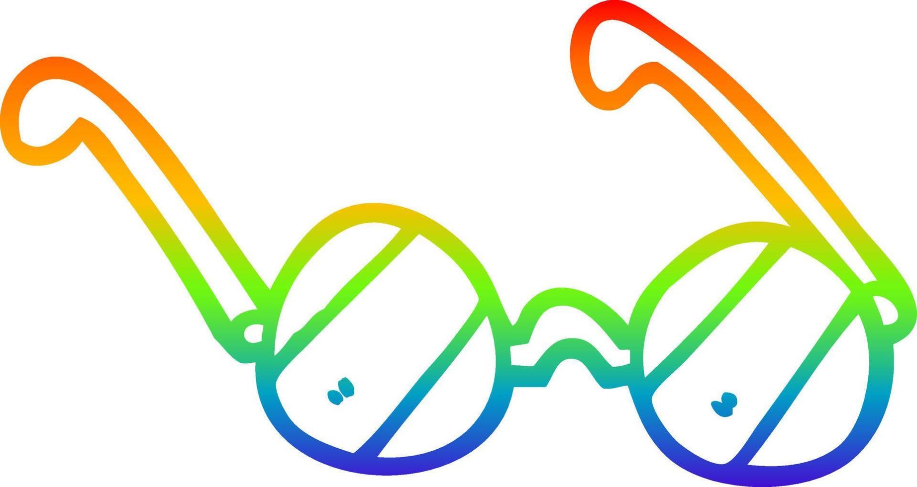 arc en ciel dégradé ligne dessin dessin animé lunettes en verre vecteur