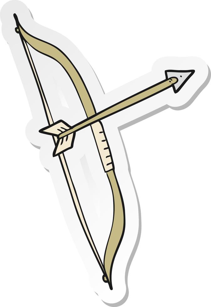 autocollant d'un arc et d'une flèche de dessin animé vecteur
