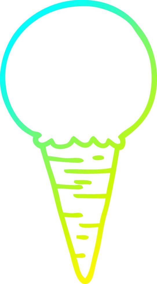 ligne de gradient froid dessinant un cornet de crème glacée de dessin animé vecteur
