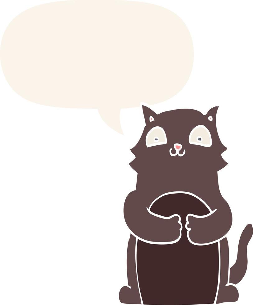 chat de dessin animé et bulle de dialogue dans un style rétro vecteur
