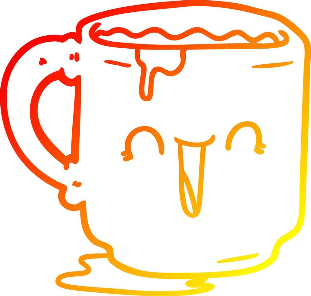 tasse de bureau sale dessin animé ligne de gradient chaud vecteur