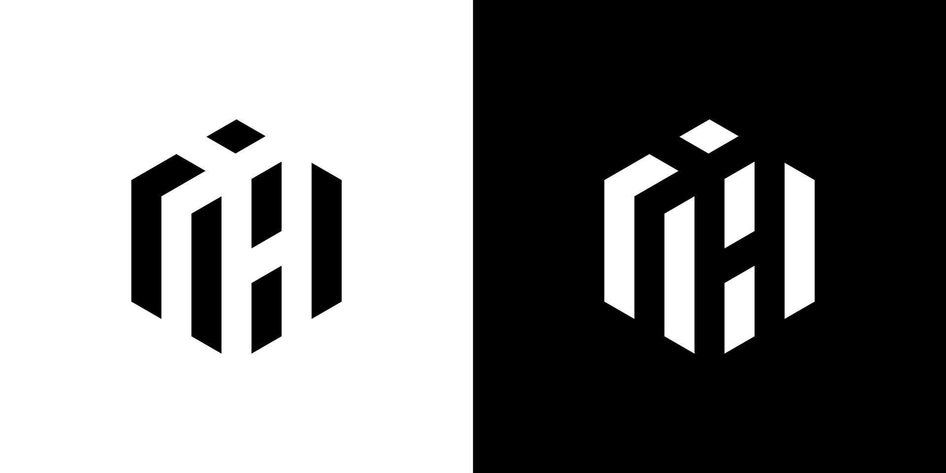 ih lettre logo design polygone monogramme icône modèle vectoriel