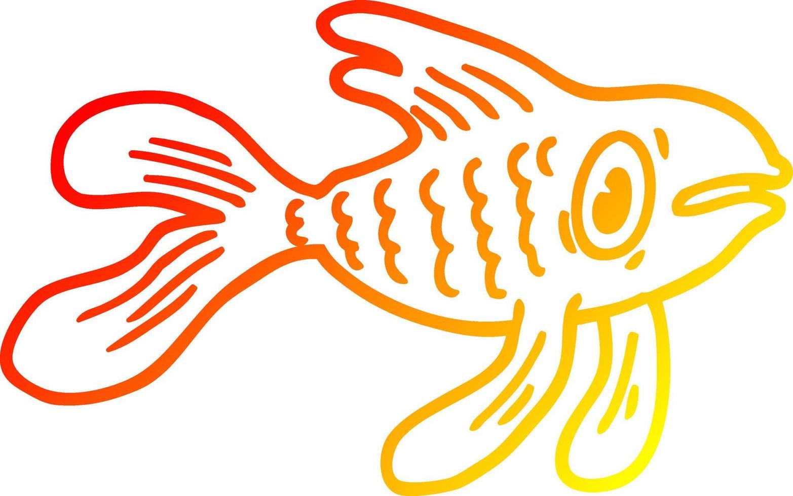 ligne de gradient chaud dessinant un poisson de dessin animé vecteur