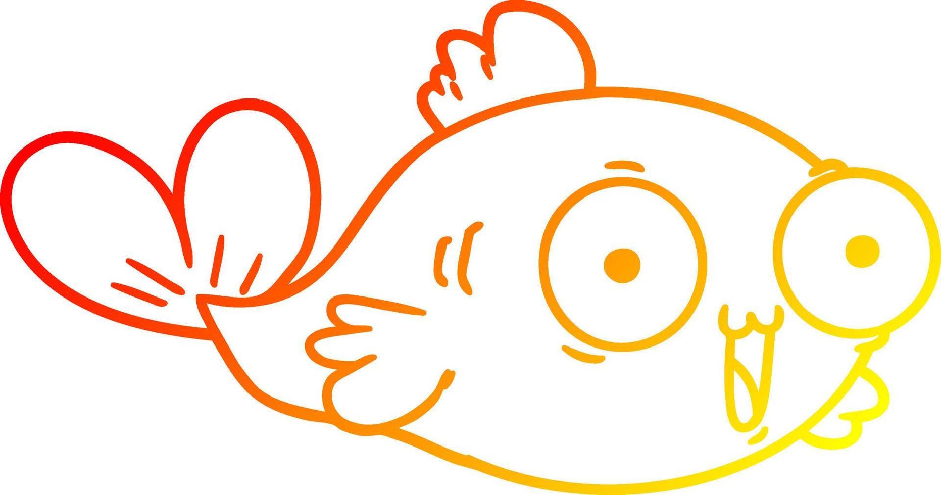 ligne de gradient chaud dessin dessin animé poisson rouge heureux vecteur