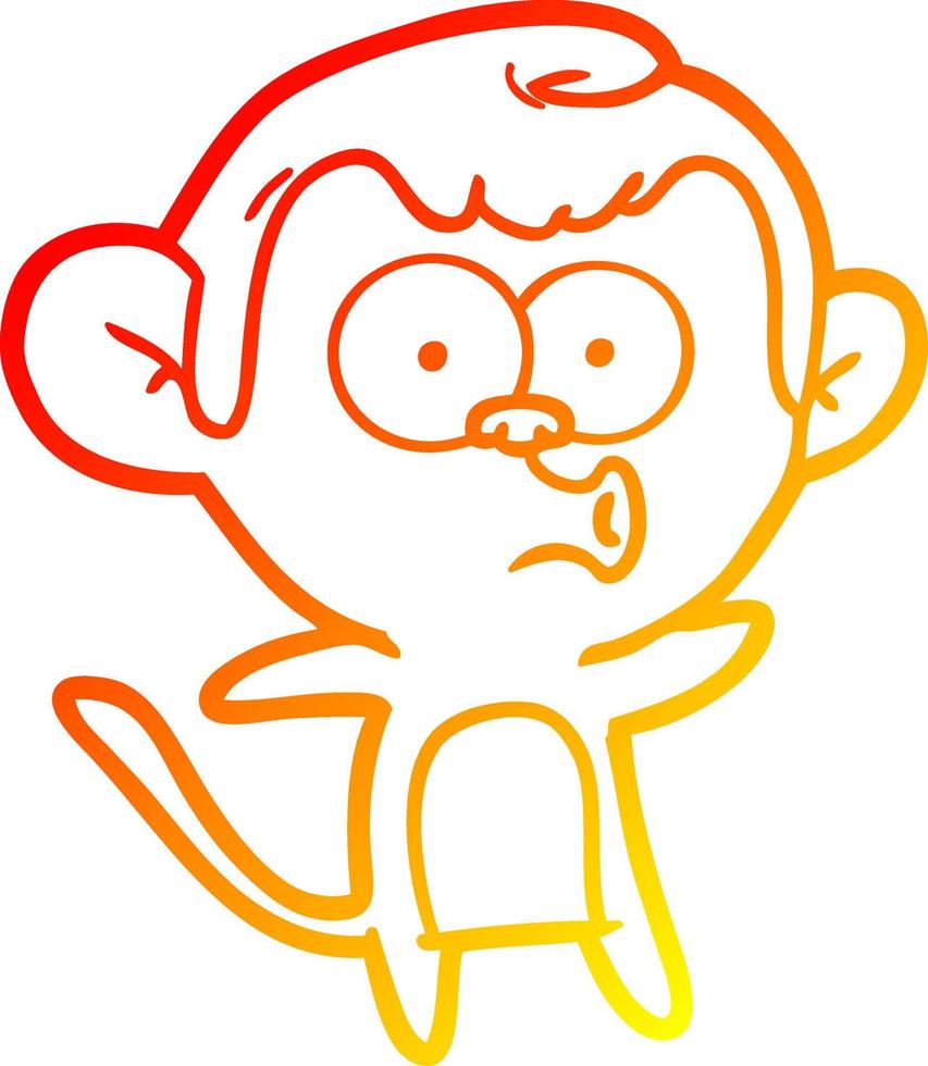 chaud gradient ligne dessin dessin animé singe surpris vecteur