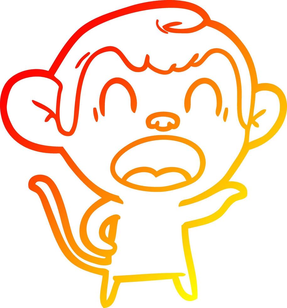 dessin de ligne de gradient chaud criant singe de dessin animé pointant vecteur