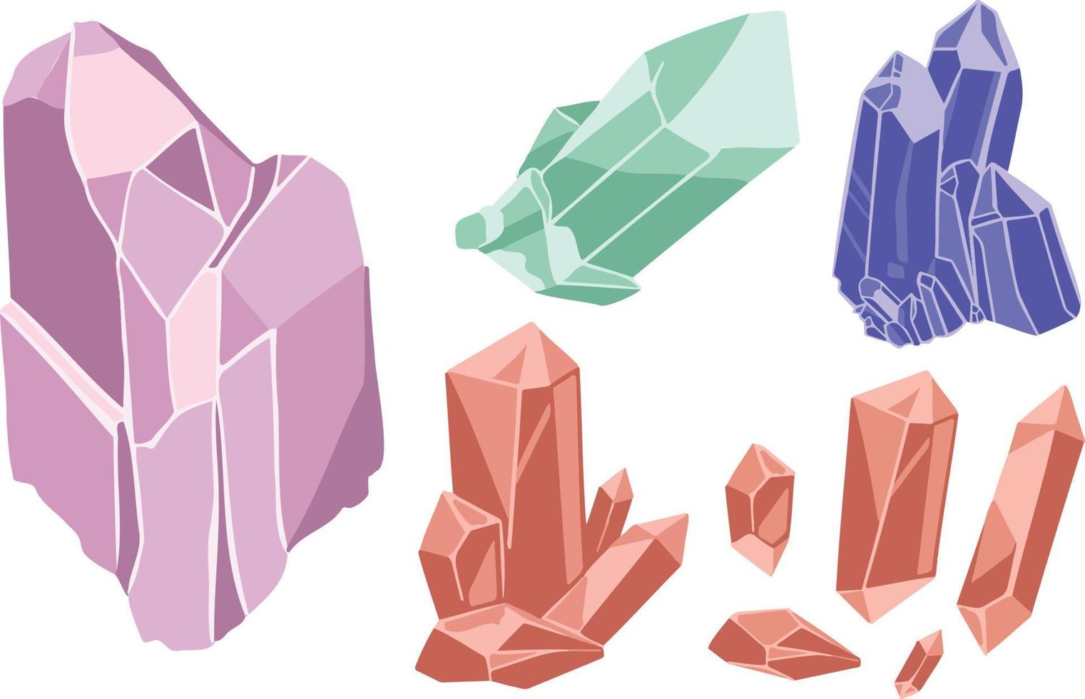 cristaux magiques gemmes et symbole de dessin de jeu vecteur
