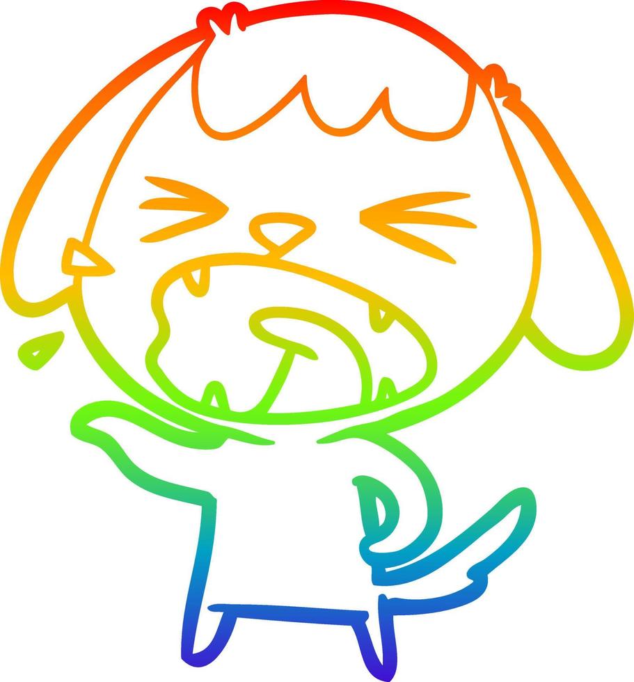 arc en ciel gradient ligne dessin dessin animé mignon chien qui aboie vecteur