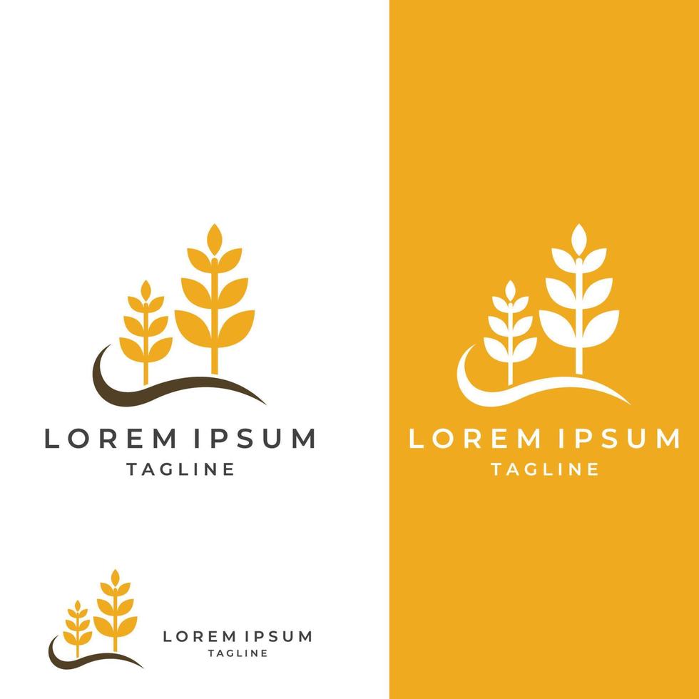 logo de blé ou de céréales, champ de blé et logo de ferme de blé. avec des illustrations d'édition faciles et simples. vecteur