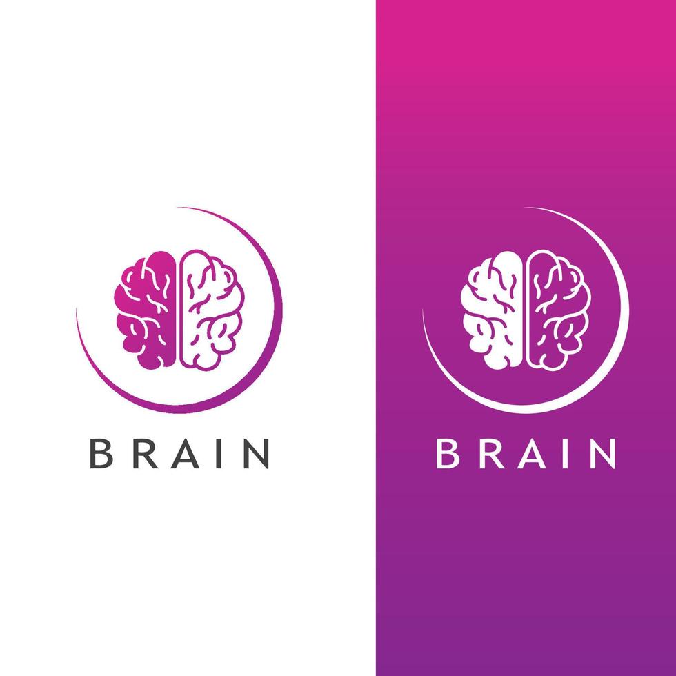 logo du cerveau. logo du cerveau avec combinaison de technologie et de cellules nerveuses de la partie cérébrale, avec modèle d'illustration vectorielle de concept de conception. vecteur