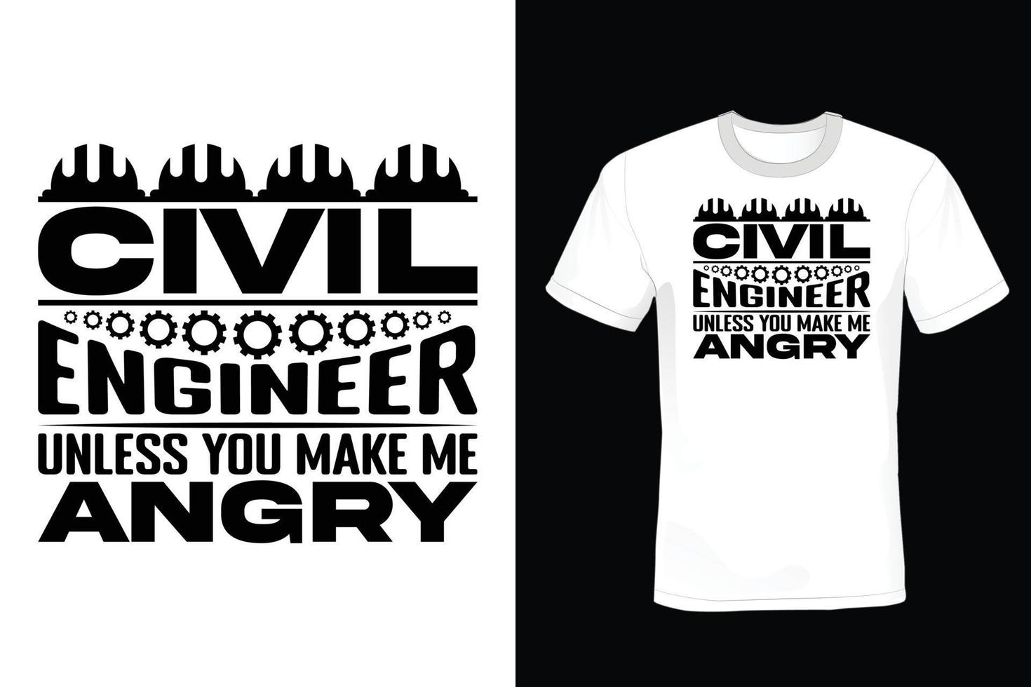 conception de t-shirt ingénieur civil, vintage, typographie vecteur
