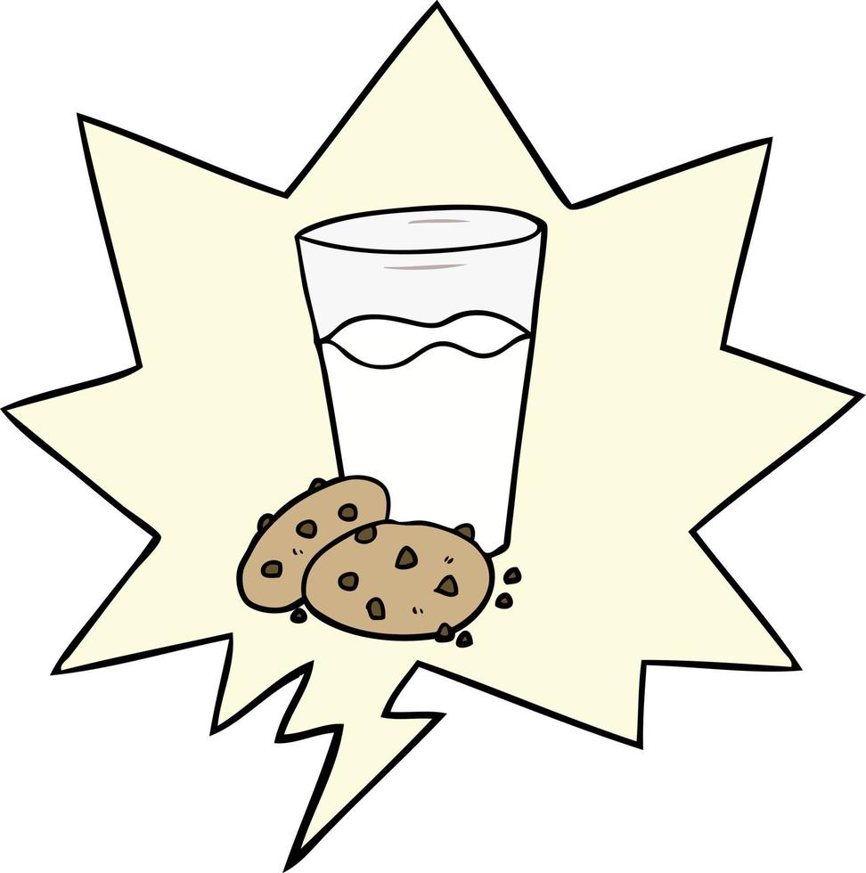 biscuits de dessin animé et bulle de lait et de la parole vecteur