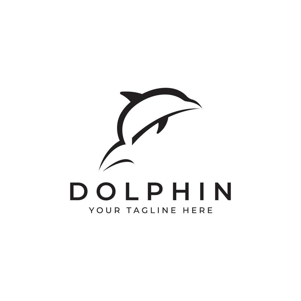 logo dauphin. dauphin sautant sur les vagues de la mer ou de la plage. avec l'édition d'illustrations vectorielles. vecteur