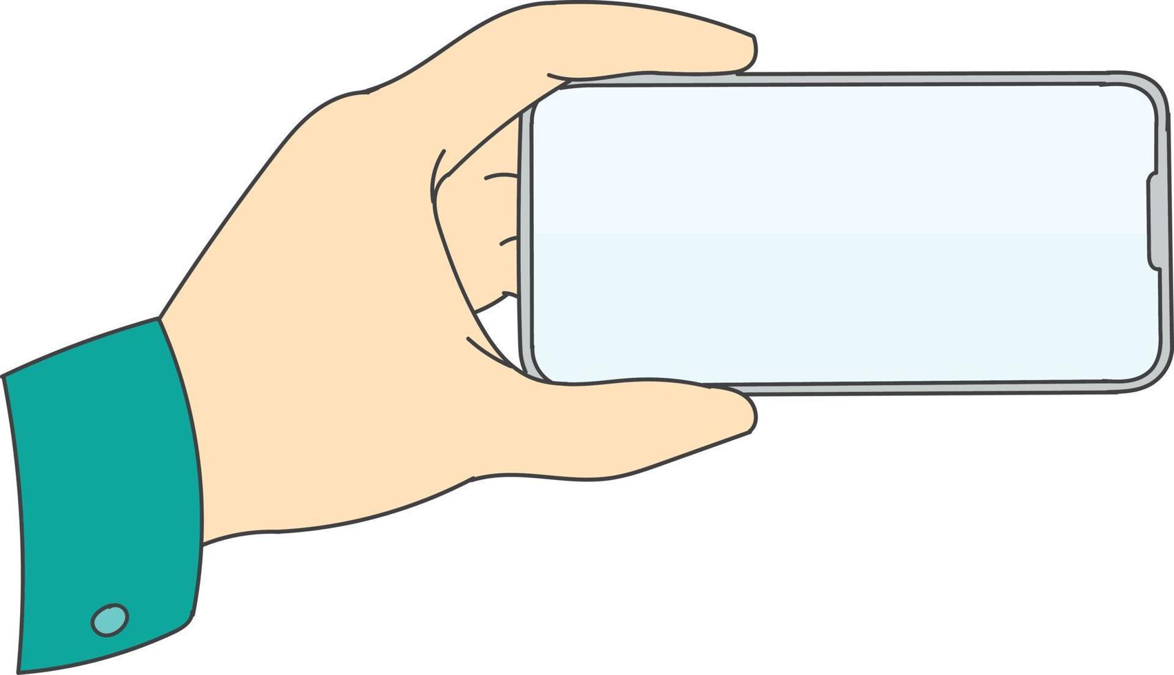 main tenant un smartphone avec écran vide vecteur
