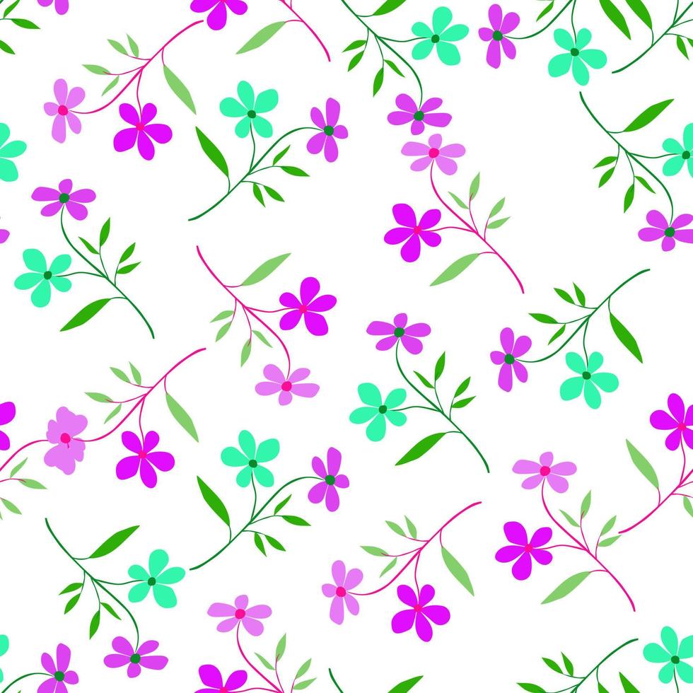 modèle sans couture de fleur de doodle vintage. fond d'écran floral abstrait rétro. arrière-plan sans fin de plantes dessinées à la main. vecteur