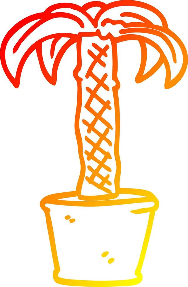 ligne de gradient chaud dessinant une plante en pot de dessin animé vecteur