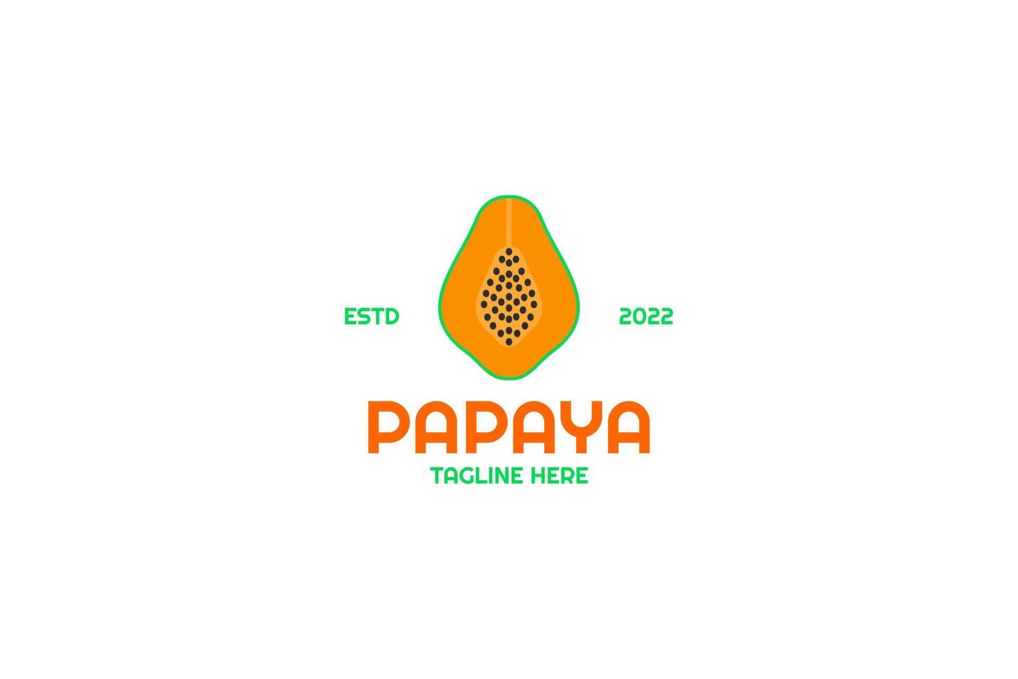 idée d'illustration vectorielle de conception de logo de papaye plate vecteur