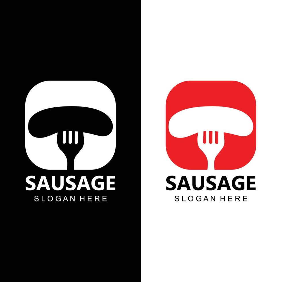 conception de vecteur de saucisses grillées logo de nourriture cool rétro