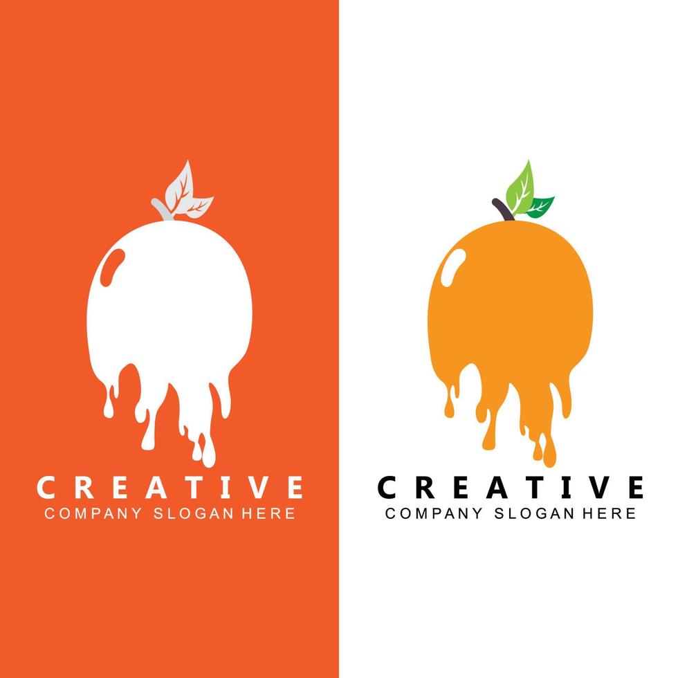 illustration vectorielle du logo mangue, fruits frais, cultivés dans le jardin, l'orange est douce et fraîche vecteur