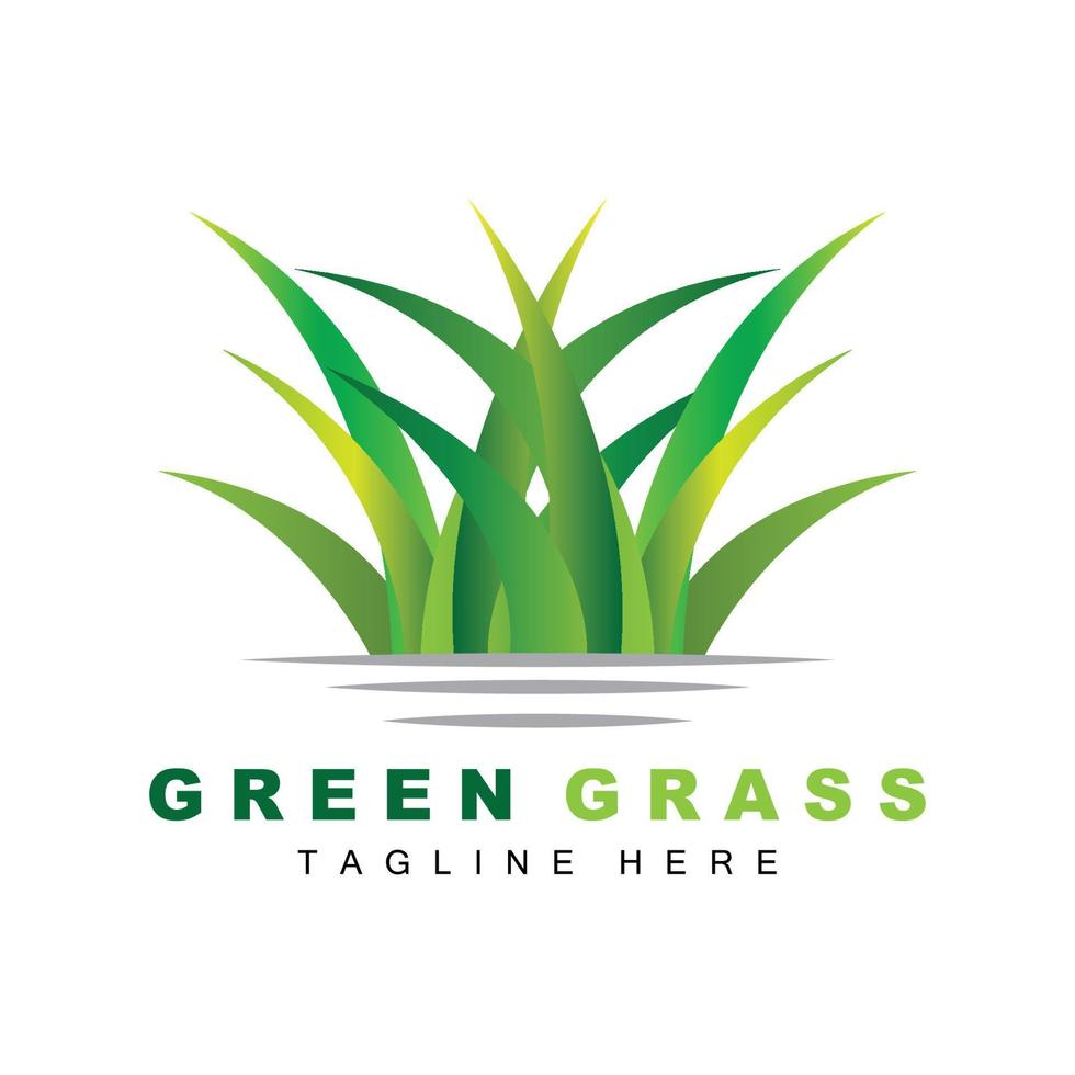 création de logo d'herbe verte, illustration de paysage de ferme, vecteur de paysage naturel