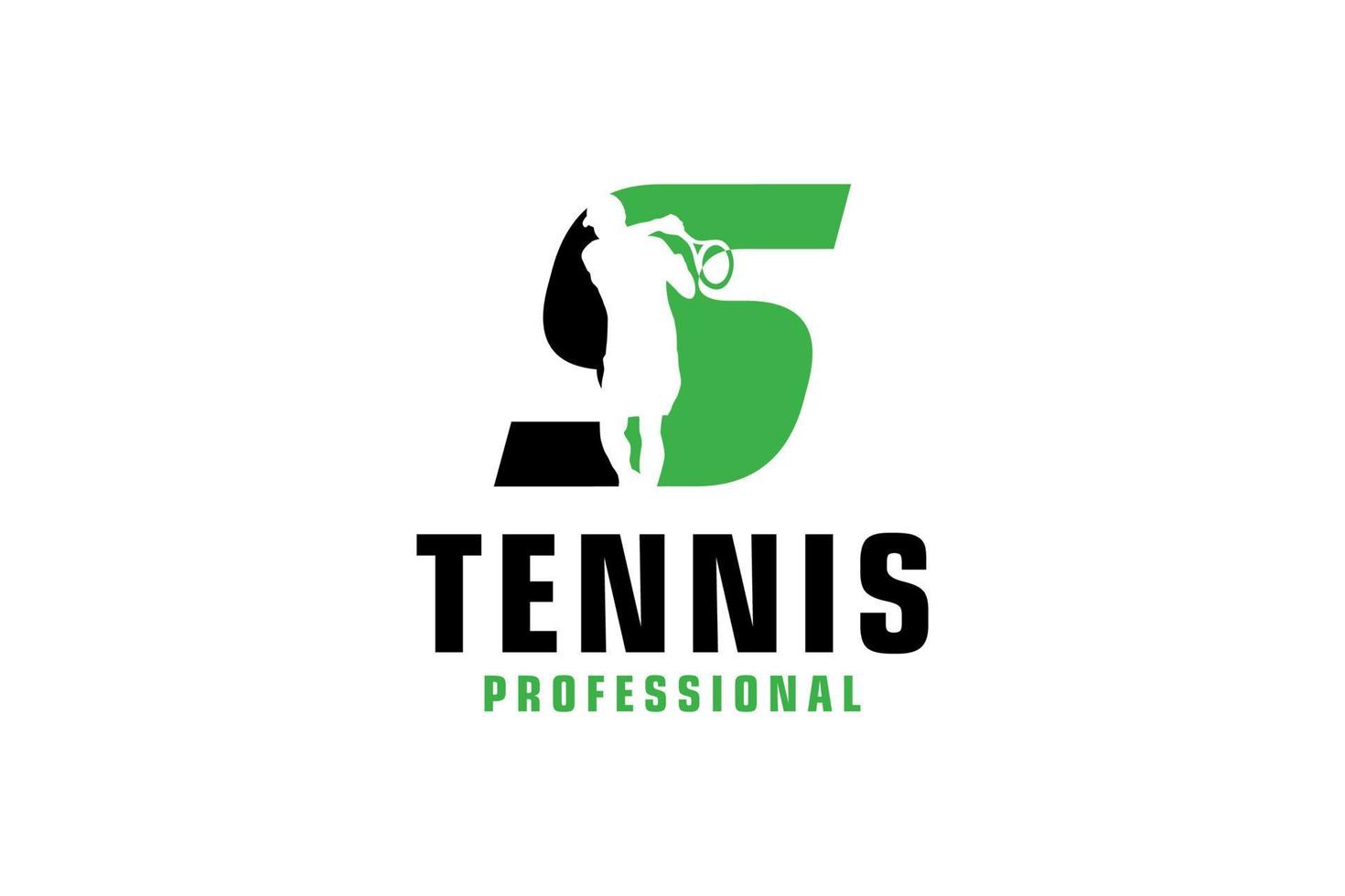 lettre s avec création de logo de silhouette de joueur de tennis. éléments de modèle de conception de vecteur pour l'équipe sportive ou l'identité d'entreprise.