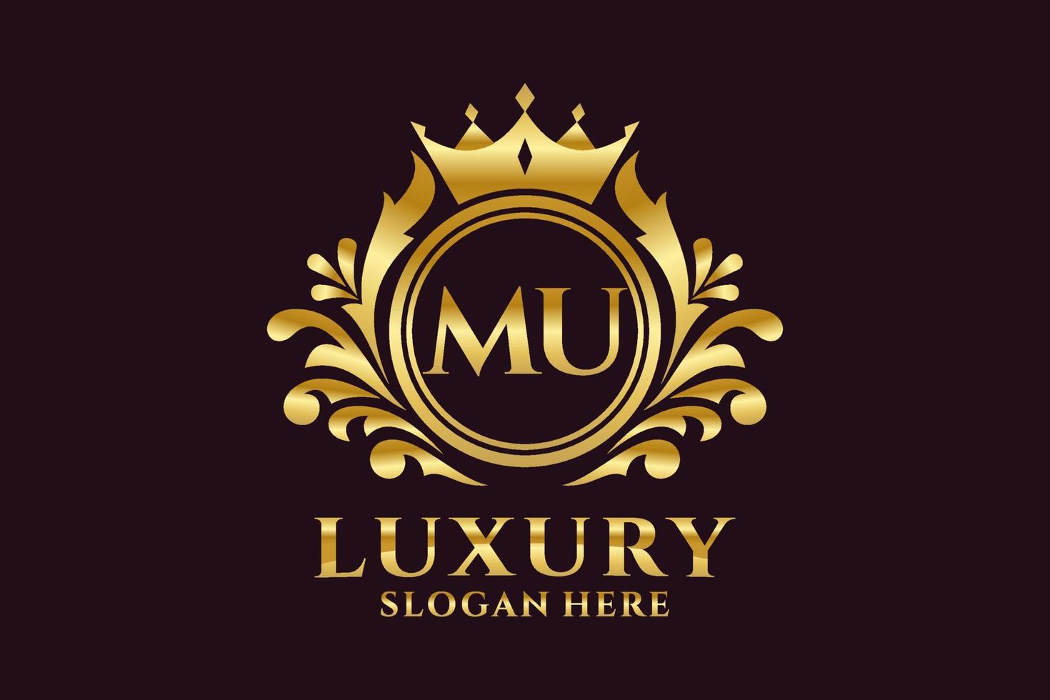 modèle de logo de luxe royal de lettre mu initiale dans l'art vectoriel pour des projets de marque luxueux et d'autres illustrations vectorielles.