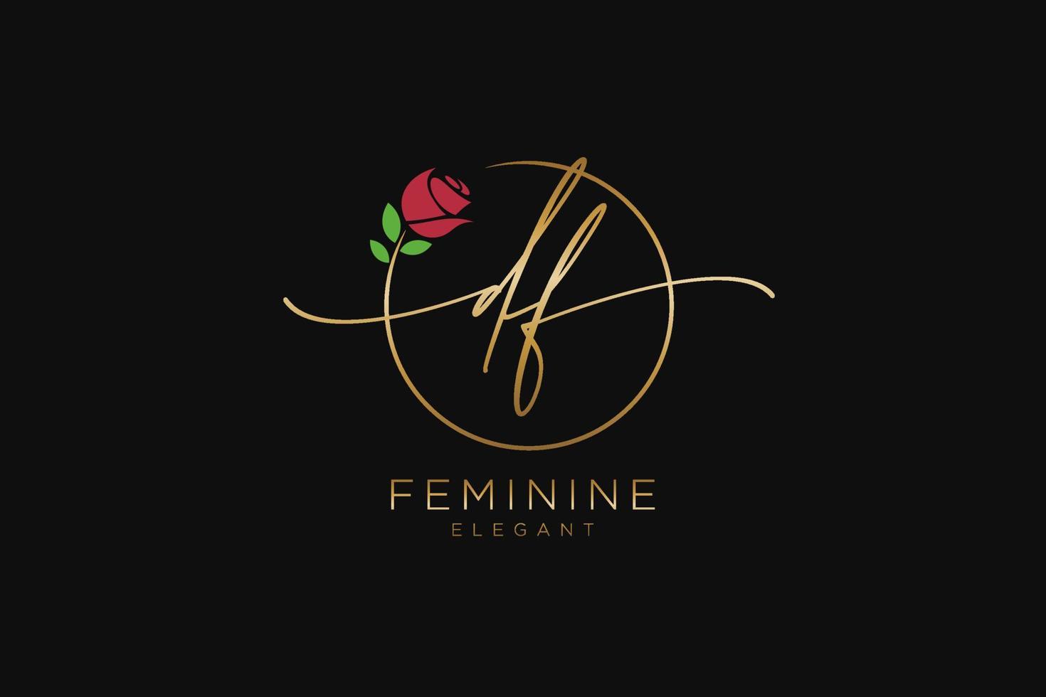 monogramme de beauté du logo féminin initial df et création de logo élégante, logo manuscrit de la signature initiale, mariage, mode, floral et botanique avec modèle créatif. vecteur