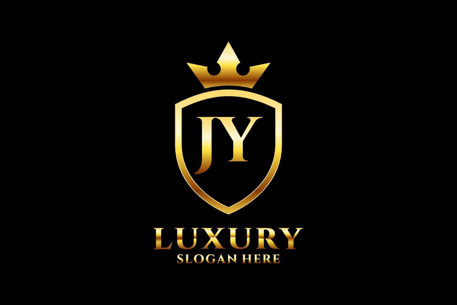 logo monogramme de luxe élégant initial jy ou modèle de badge avec volutes et couronne royale - parfait pour les projets de marque de luxe vecteur