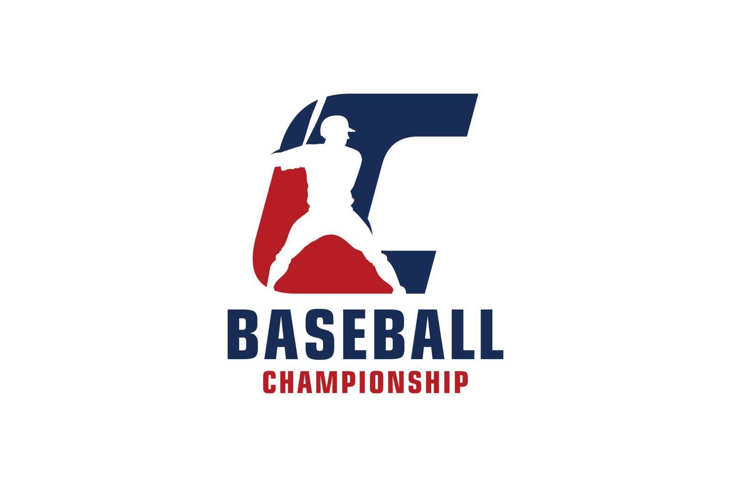 lettre c avec création de logo de baseball. éléments de modèle de conception de vecteur pour l'équipe sportive ou l'identité d'entreprise.