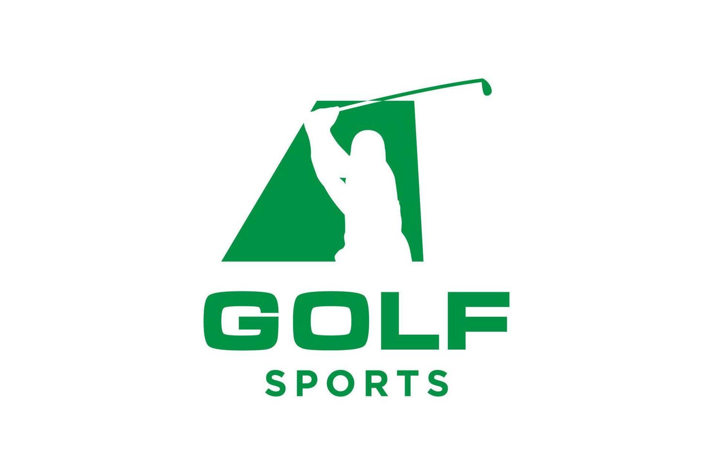logo d'icône de lettre alphabet a pour modèle vectoriel de conception de logo de golf, étiquette vectorielle de golf, logo de championnat de golf, illustration, icône créative, concept de conception