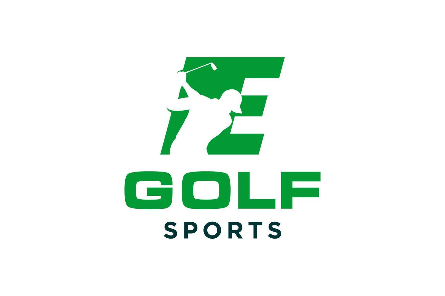 logo d'icône de lettre alphabet e pour modèle vectoriel de conception de logo de golf, étiquette vectorielle de golf, logo de championnat de golf, illustration, icône créative, concept de design