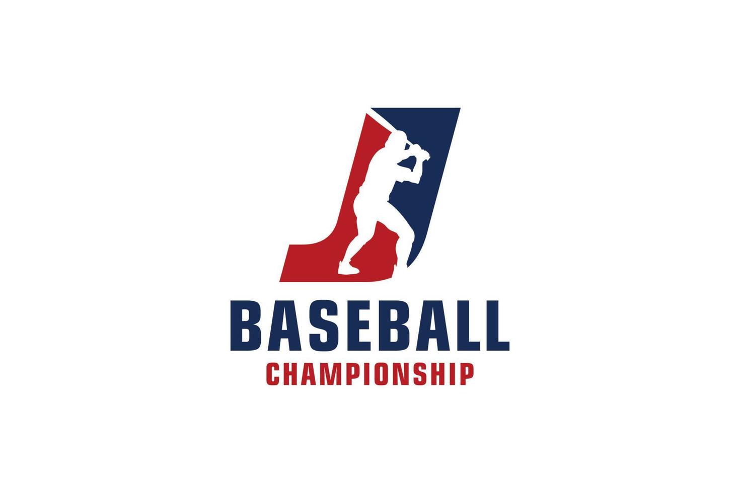 lettre j avec création de logo de baseball. éléments de modèle de conception de vecteur pour l'équipe sportive ou l'identité d'entreprise.