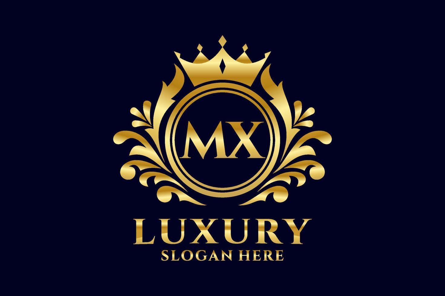 modèle initial de logo de luxe royal lettre mx dans l'art vectoriel pour les projets de marque de luxe et autres illustrations vectorielles.