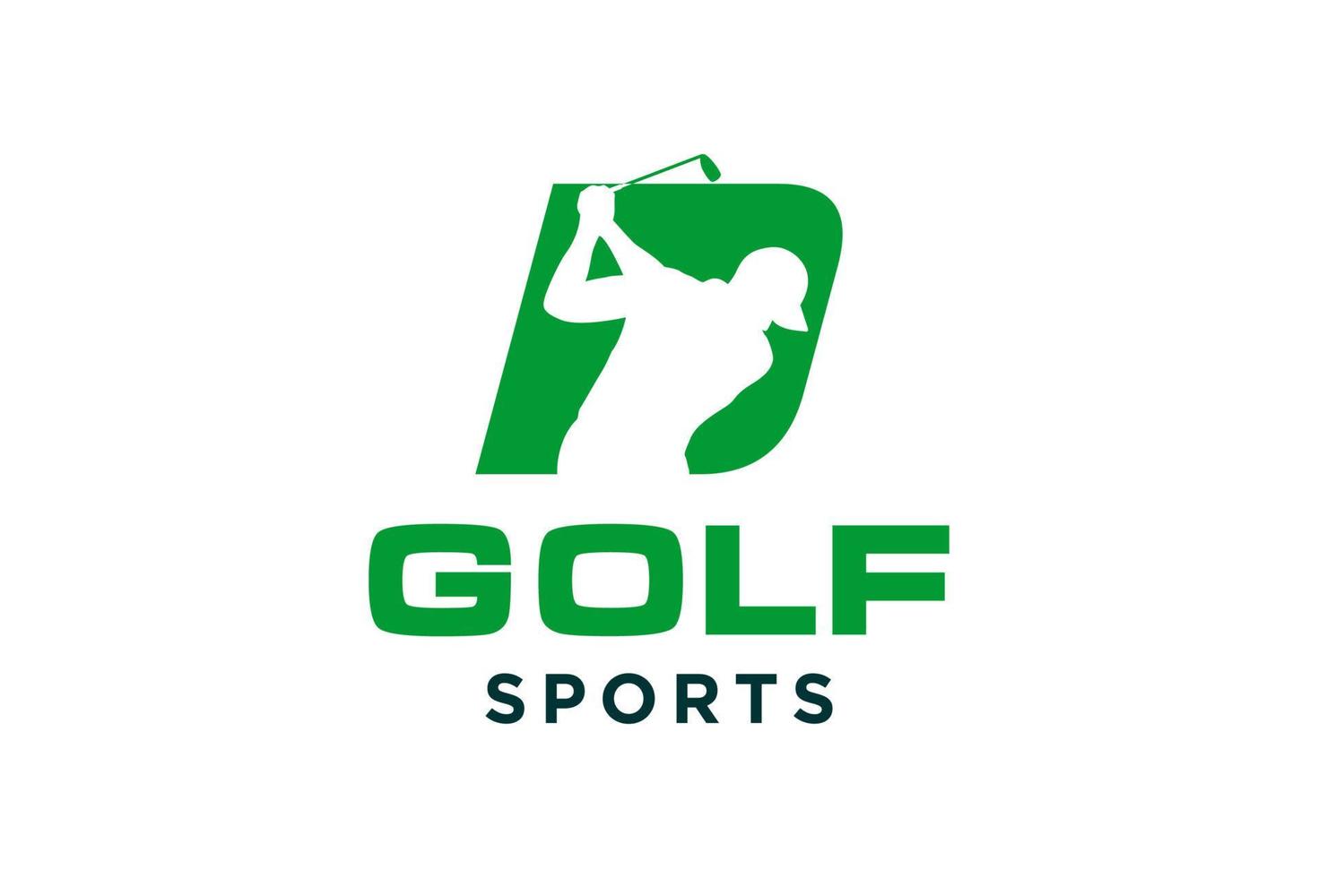 logo d'icône de lettre alphabet d pour modèle vectoriel de conception de logo de golf, étiquette vectorielle de golf, logo de championnat de golf, illustration, icône créative, concept de conception