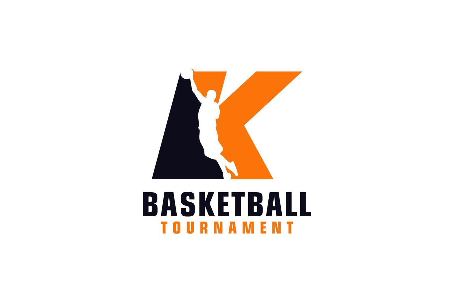 lettre k avec création de logo de basket-ball. éléments de modèle de conception de vecteur pour l'équipe sportive ou l'identité d'entreprise.