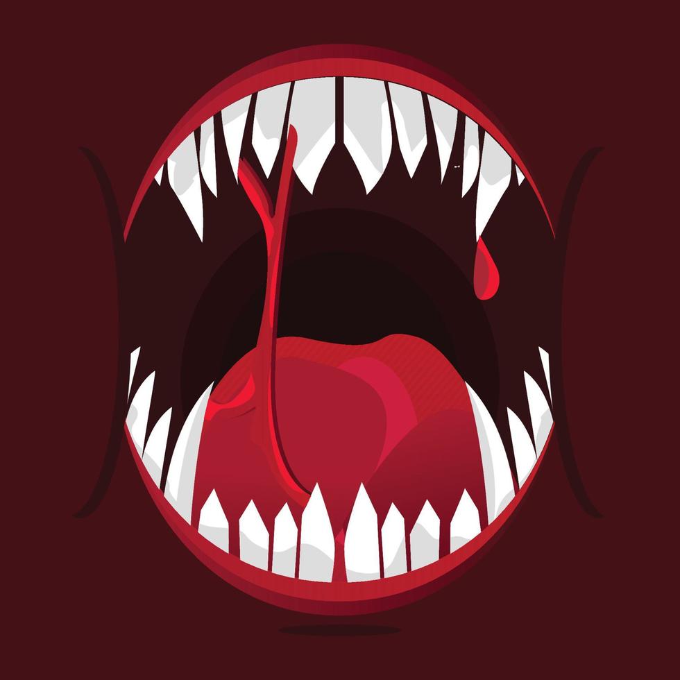 illustration vectorielle d'un modèle de bouche de monstre mignon vecteur