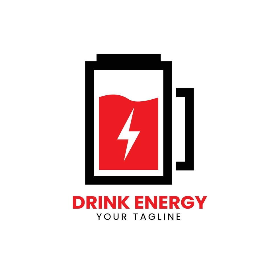 verre avec logo de batterie vecteur