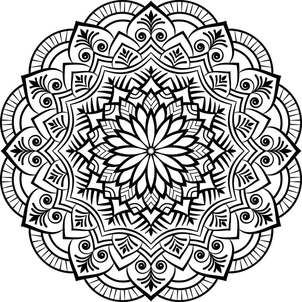 dessin au trait de conception de mandala décoratif, art traditionnel de diwali rangoli pour la présentation powerpoint. vecteur