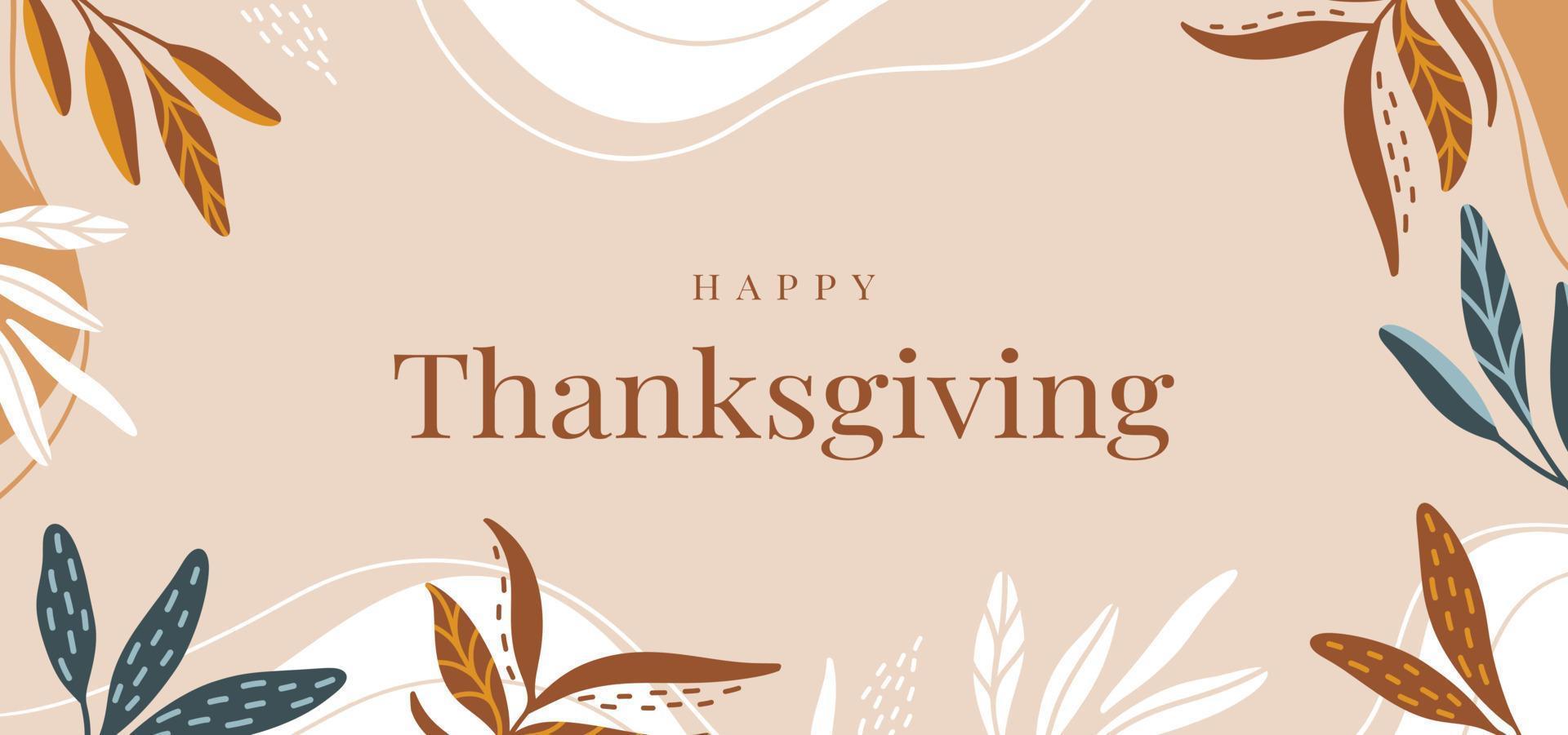 fond avec des feuilles d'automne colorées et texte joyeux thanksgiving vecteur