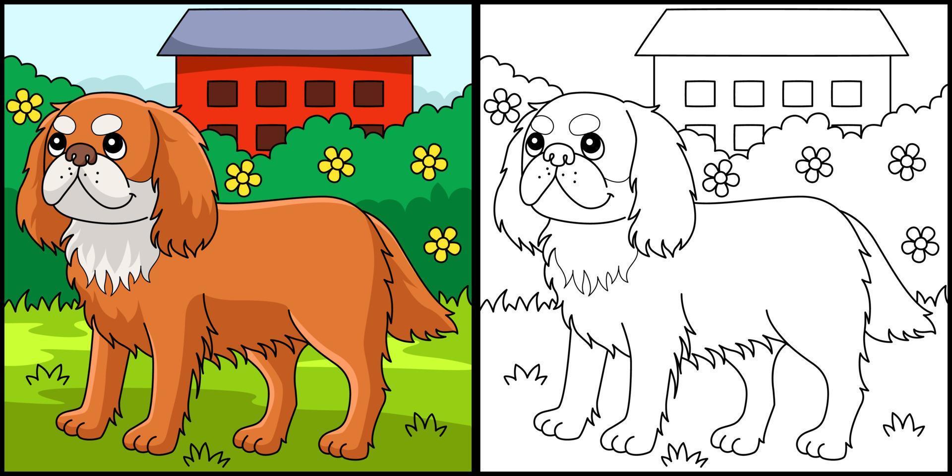 illustration de coloriage de chien épagneul king charles vecteur