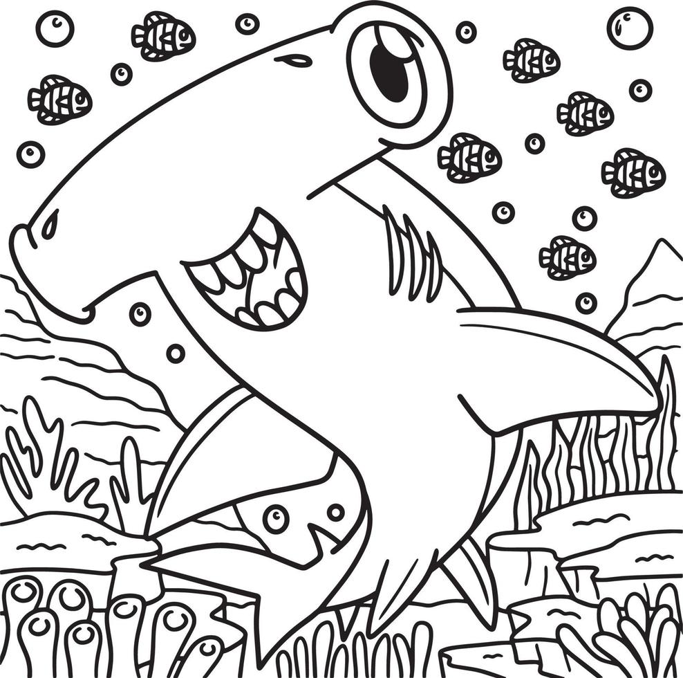 coloriage de requin-marteau pour les enfants vecteur