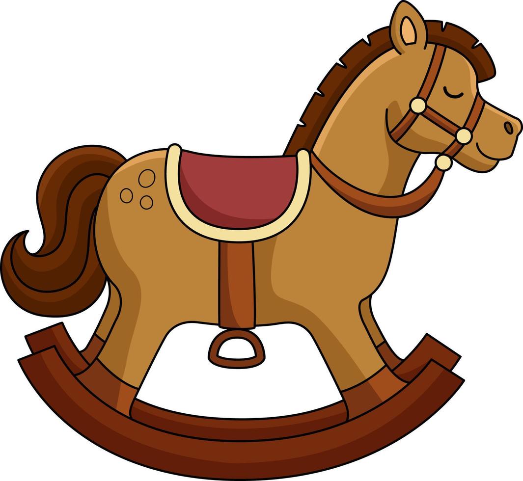 cheval à bascule dessin animé couleur clipart illustration vecteur