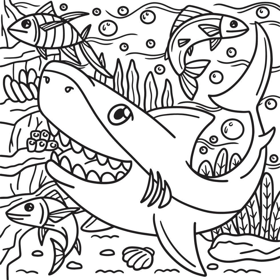 coloriage de grand requin blanc pour les enfants vecteur