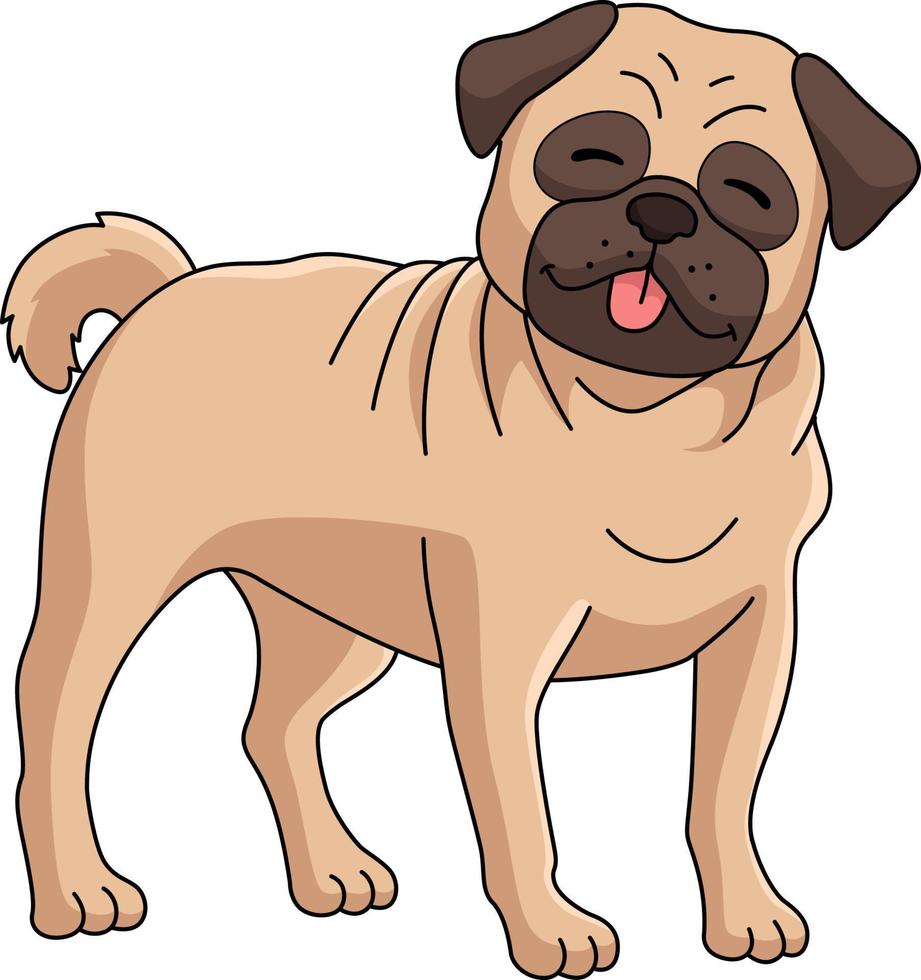 Carlin chien dessin animé couleur clipart illustration vecteur