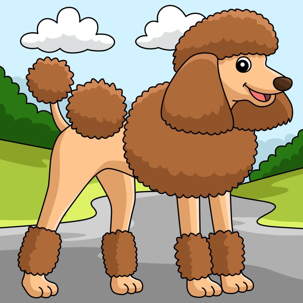 illustration de dessin animé coloré chien caniche vecteur