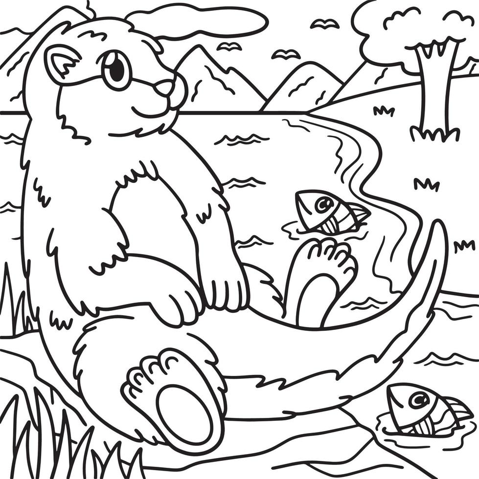 loutre de mer coloriage pour les enfants vecteur