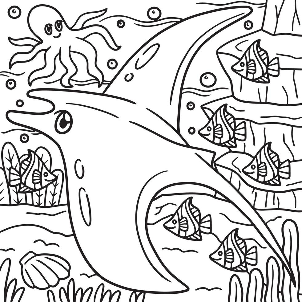 coloriage de raie manta pour les enfants vecteur