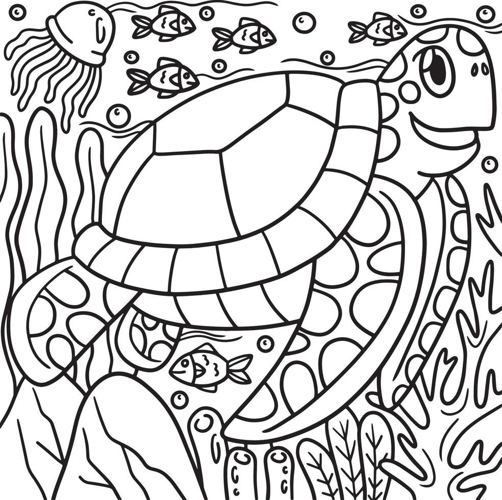 coloriage de tortue pour les enfants vecteur